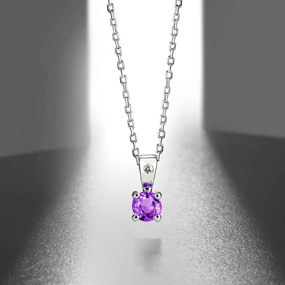 0.40 Karat Amelya Pırlantalı Ametist Kolye
