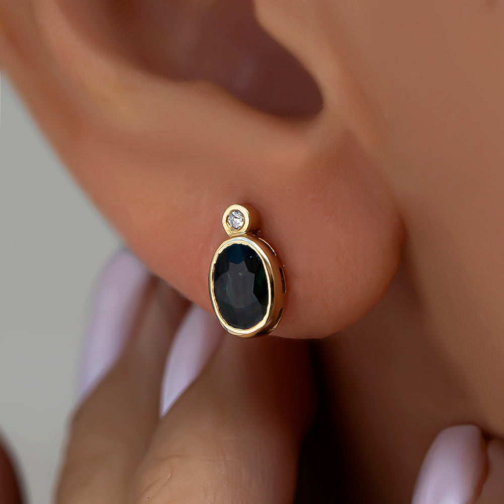 1.60 Karat Freya Pırlantalı Safir Küpe