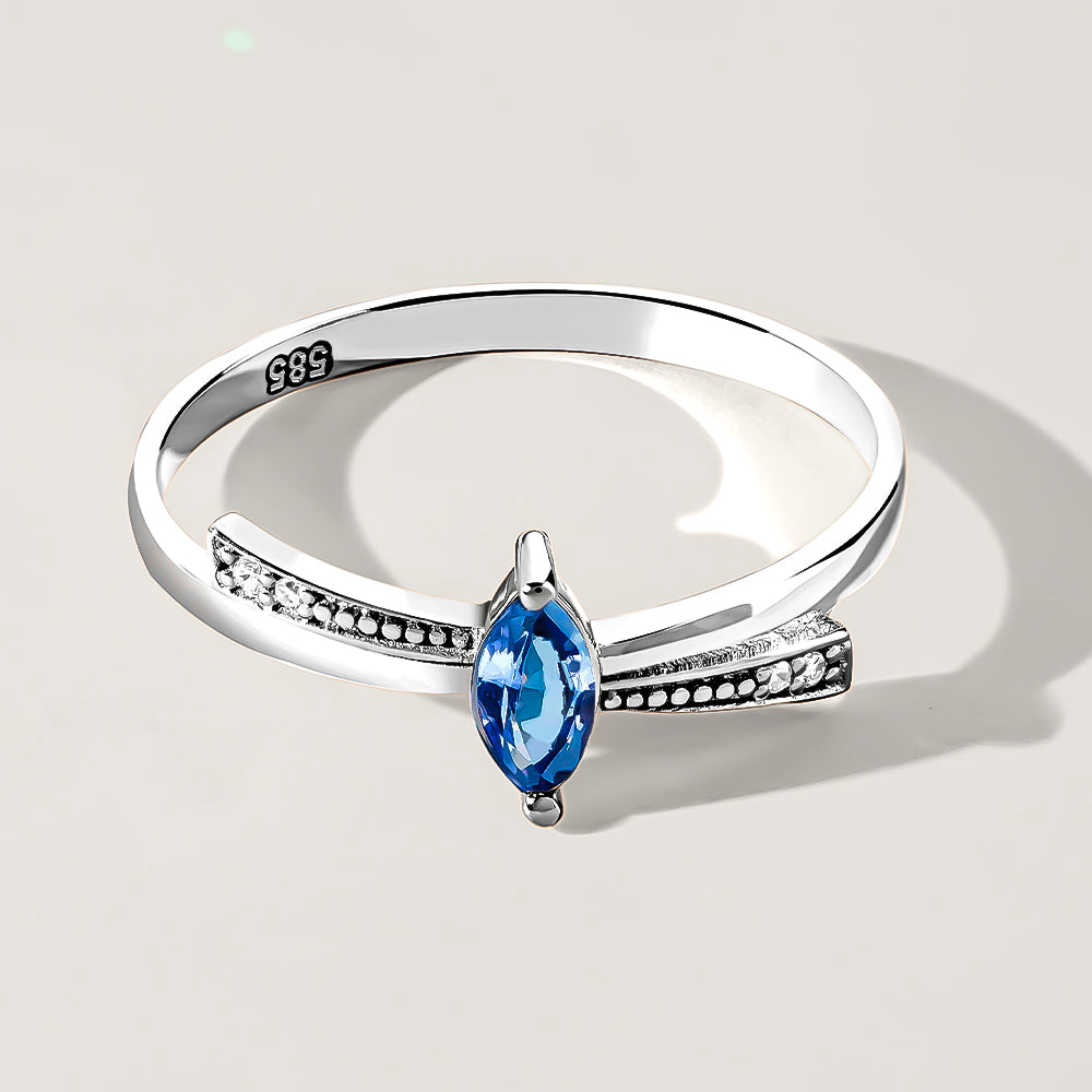 markiz kesim safir taşlı fiyonk tasarım vintage yüzük