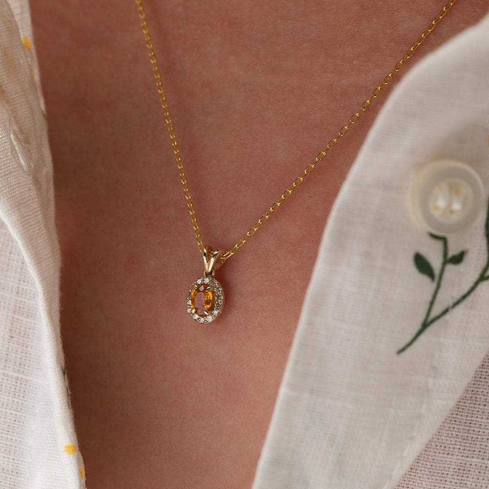 Mimosa Pırlanta Sarı Safir Kolye