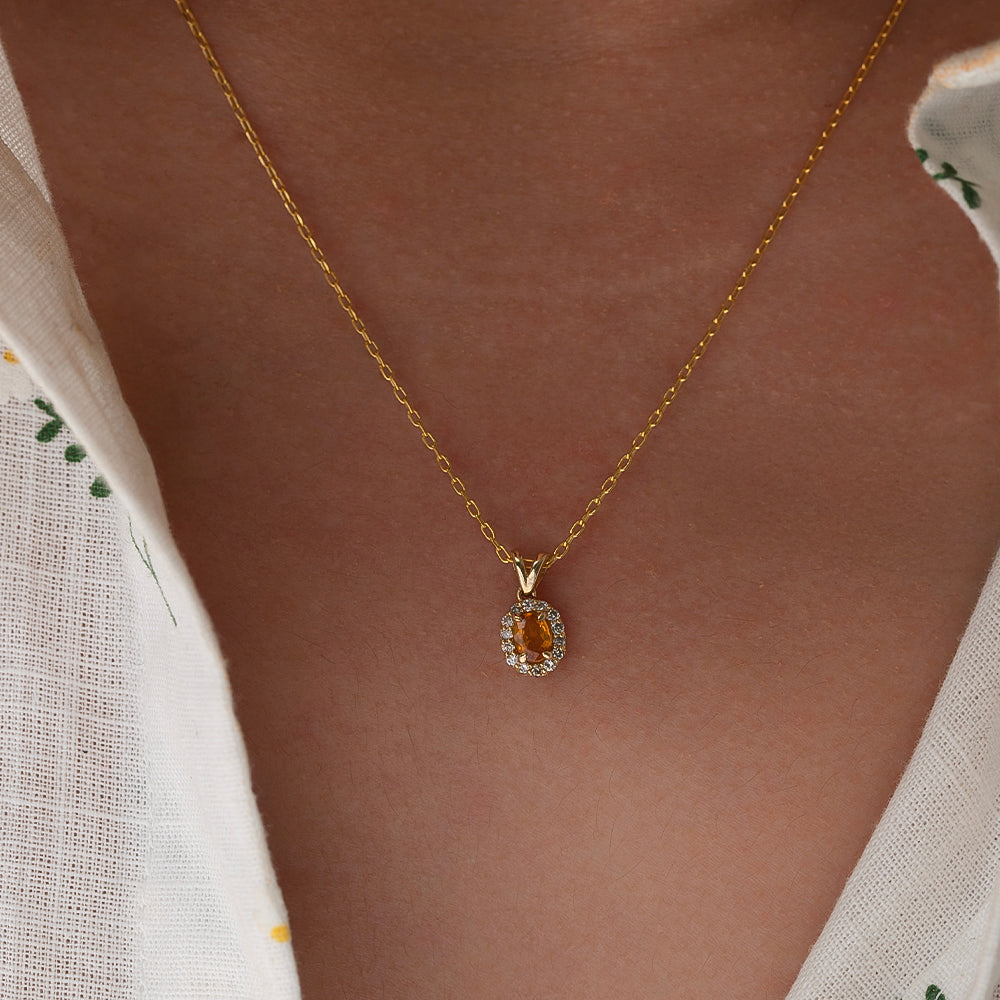 Mimosa Pırlanta Sarı Safir Kolye