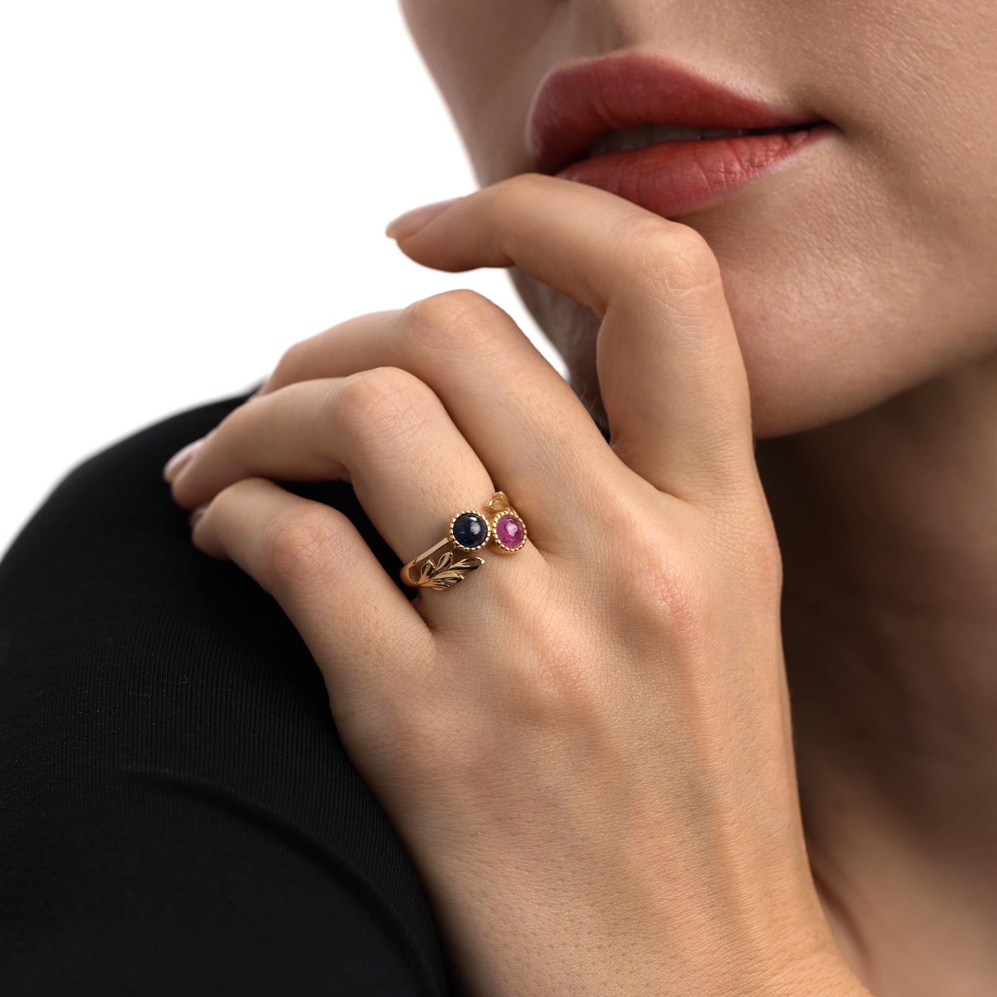 Jasmine Safir & Yakut Vintage Yüzük