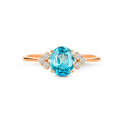 Pırlanta & Royal Blue Topaz Tektaş Vintage Yüzük
