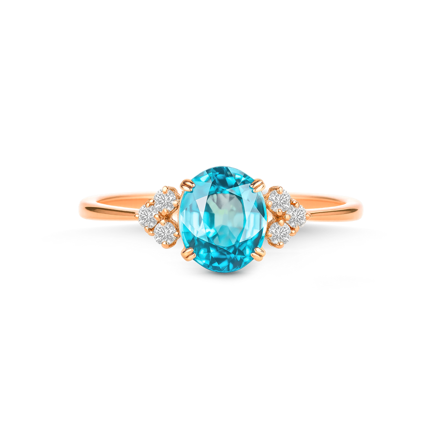 Pırlanta & Royal Blue Topaz Tektaş Vintage Yüzük