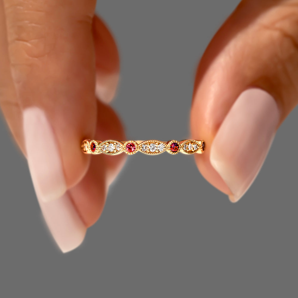 Pırlanta & Yakut Vintage Yüzük - Lily