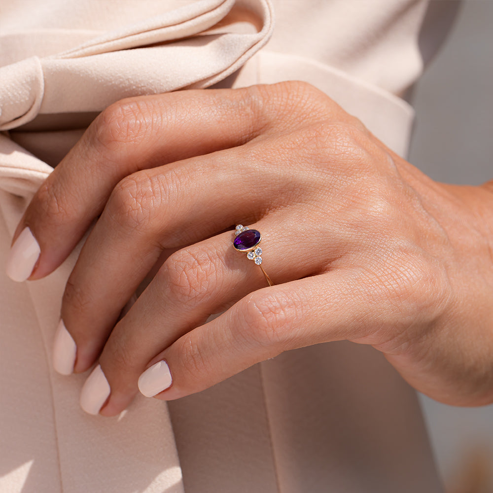 Pırlanta & Ametist Vintage Yüzük