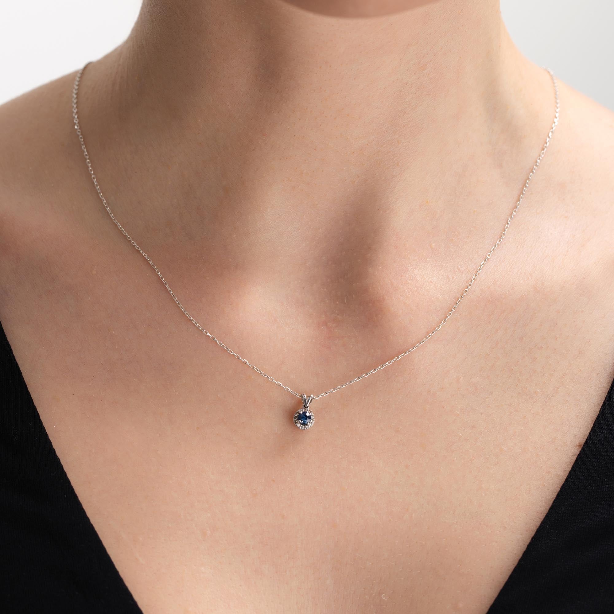 Sirius Pırlantalı Safir Kolye