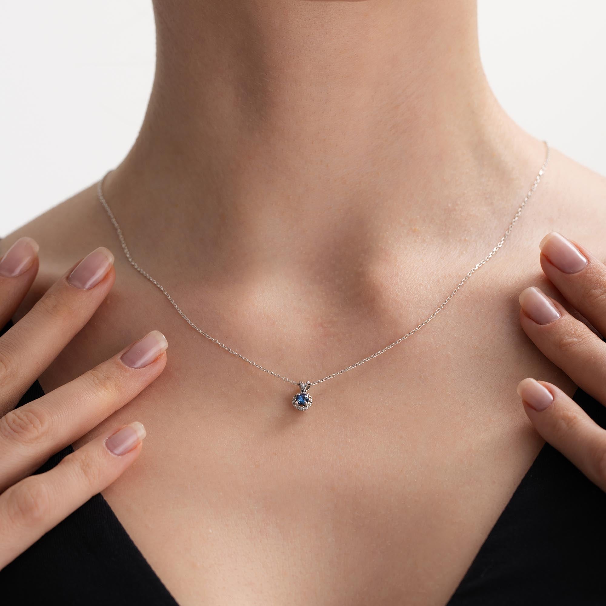 Sirius Pırlantalı Safir Kolye