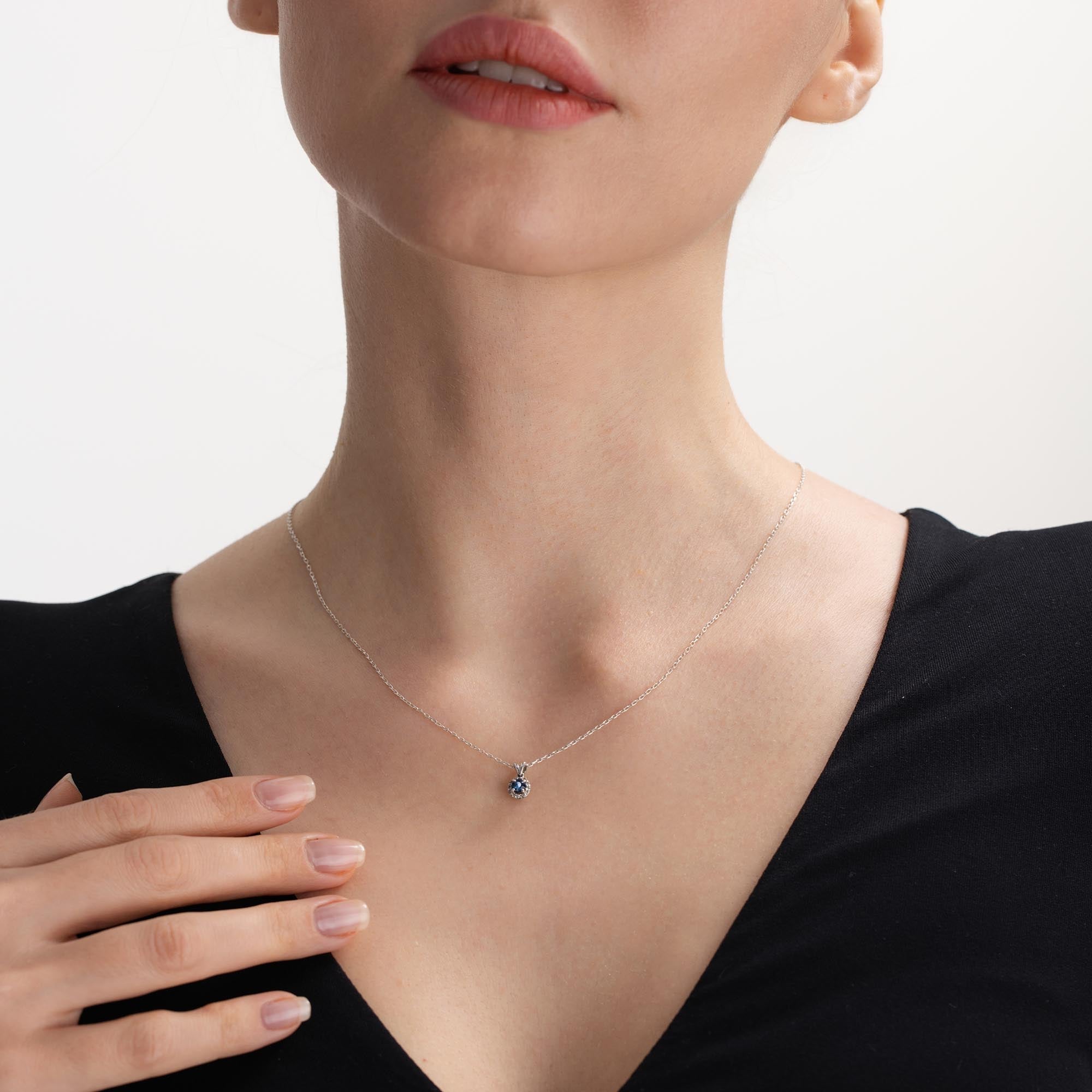 Sirius Pırlantalı Safir Kolye