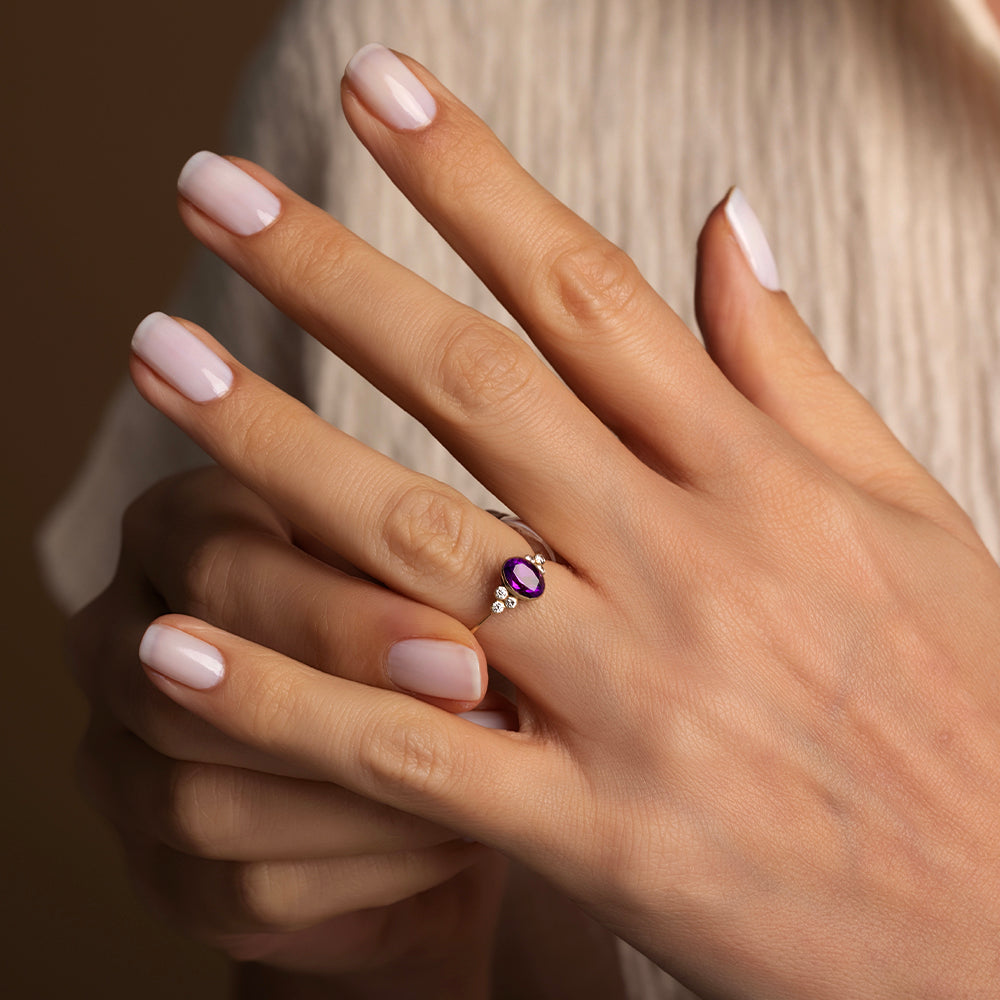 Pırlanta & Ametist Tektaş Vintage Yüzük