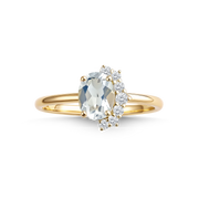Pırlantalı Beyaz Topaz Vintage Yüzük - Lara