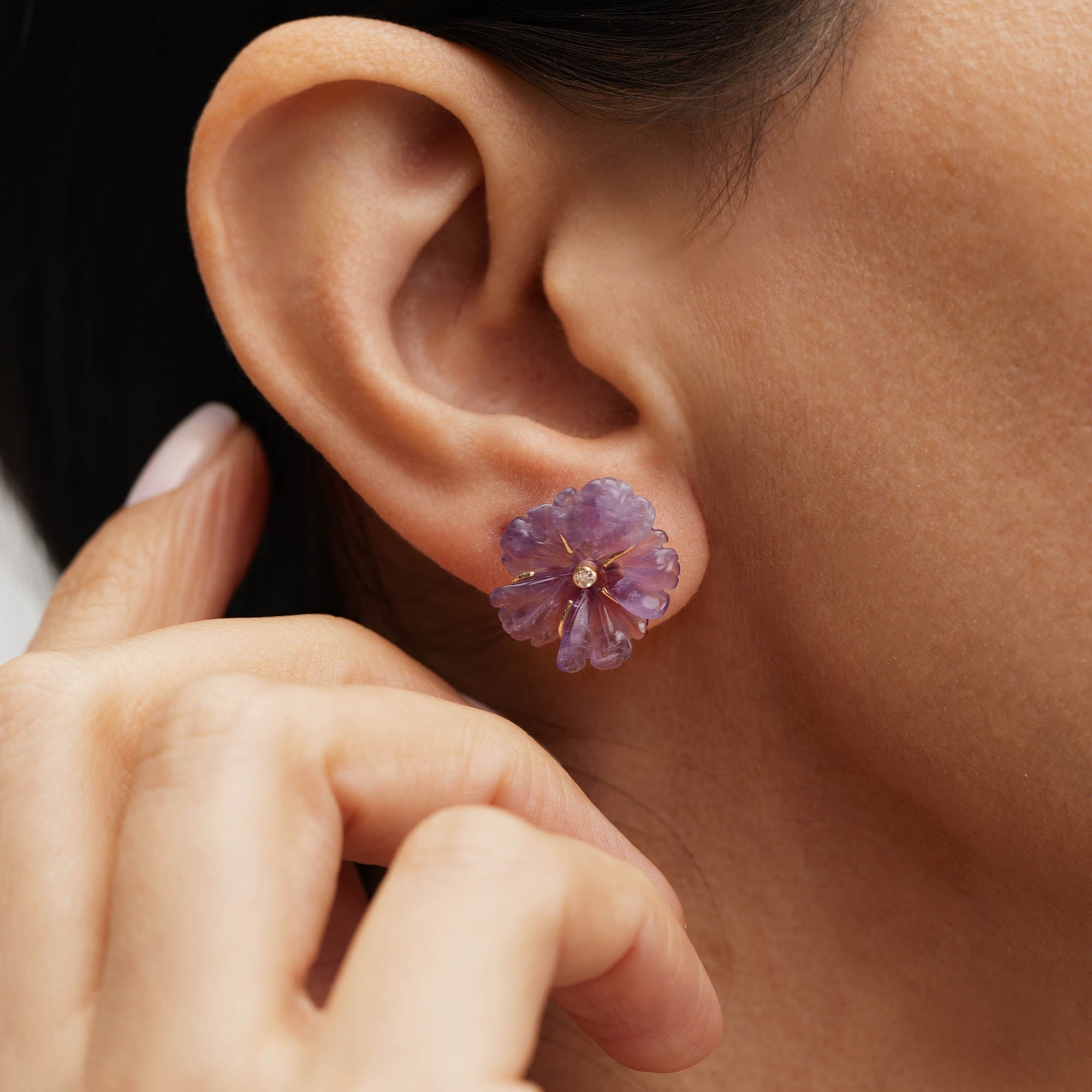 Pırlantalı Carvin Ametist Küpe