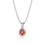 Damla Orange Safir Pırlantalı Tektaş Kolye