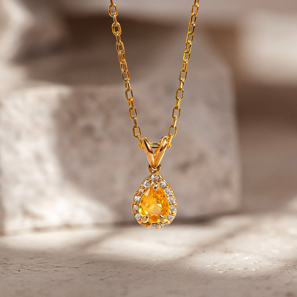 Sun Drop Pırlanta Safir Tektaş Kolye