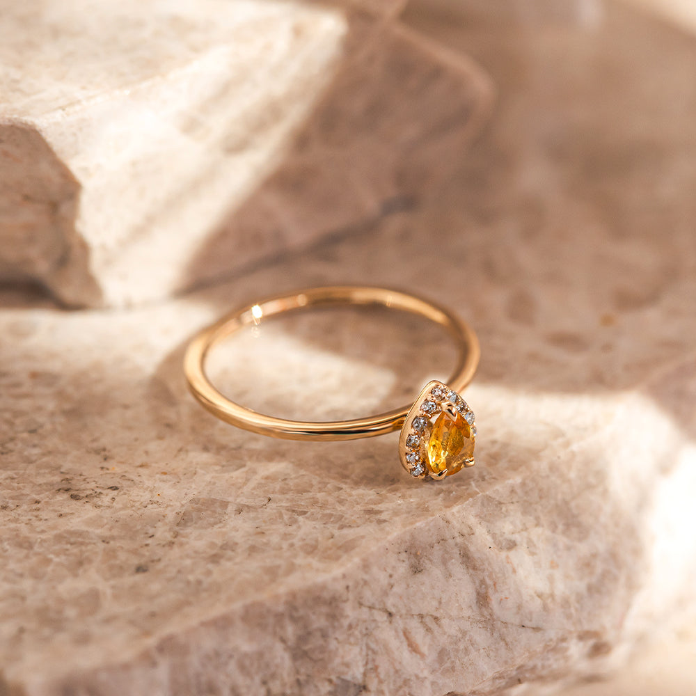 Damla Sarı Safir Yüzük