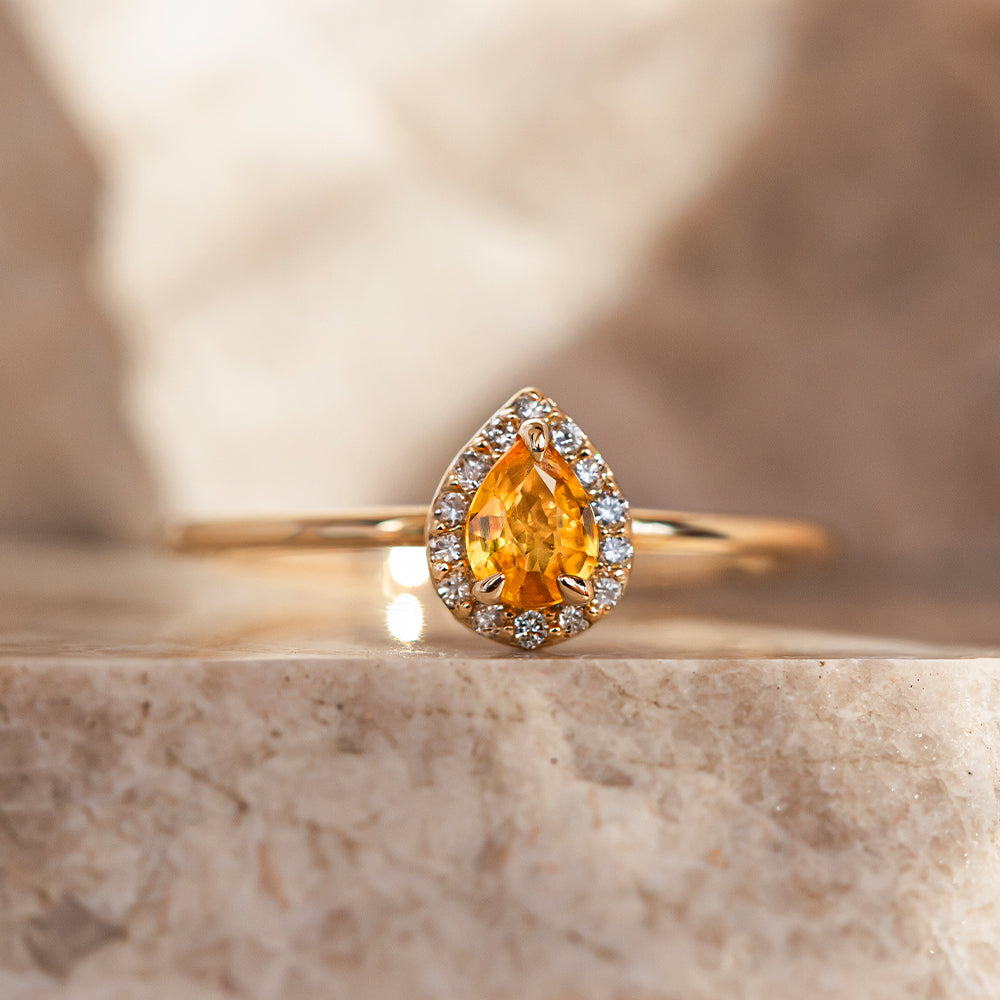 Damla Sarı Safir Yüzük