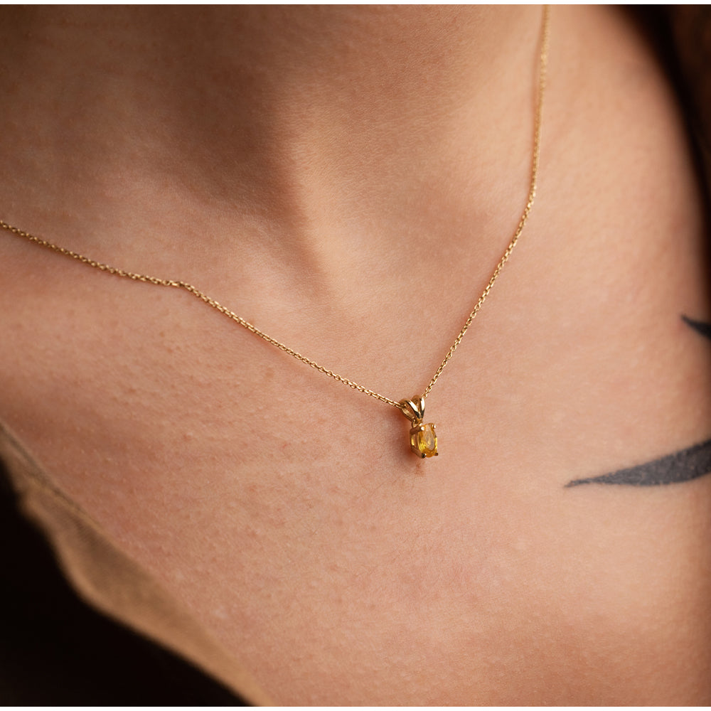 Raya Sarı Safir Tektaş Kolye