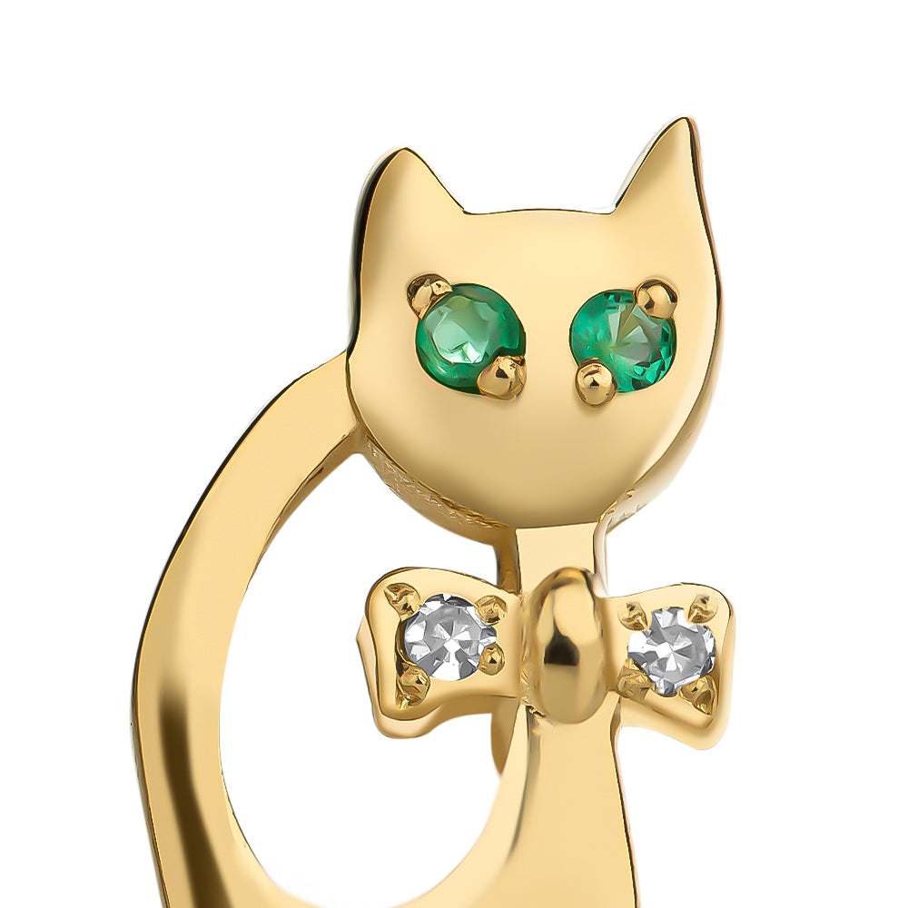 Felina Pırlanta & Zümrüt Kedi Küpe