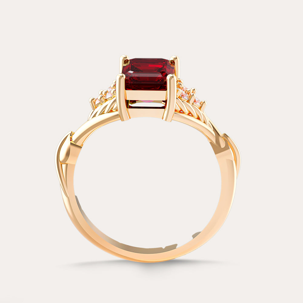 granat taşlı ve pırlantalı vintage yüzük