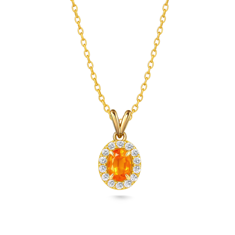 Pırlantalı Sarı Safir Kolye