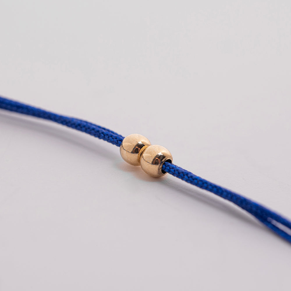 Royal Blue Altın İp Bileklik - Hamsa