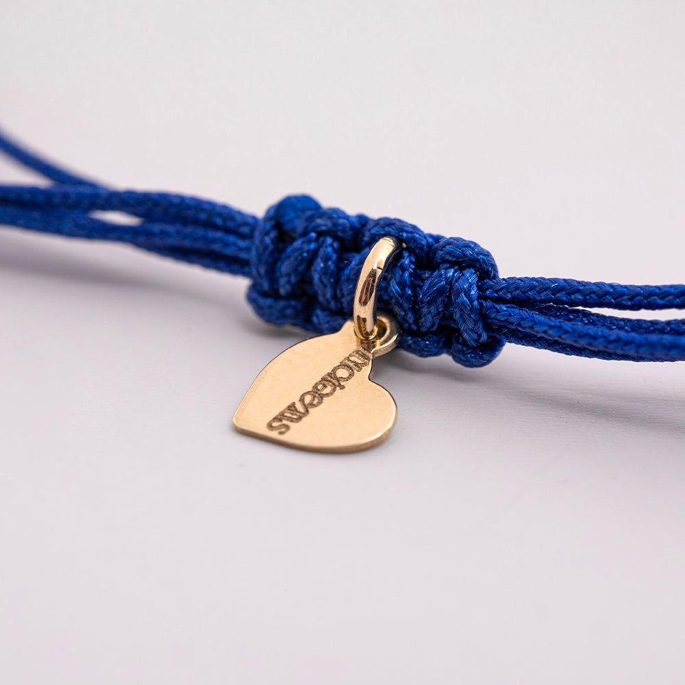 Royal Blue Altın İp Bileklik - Hamsa