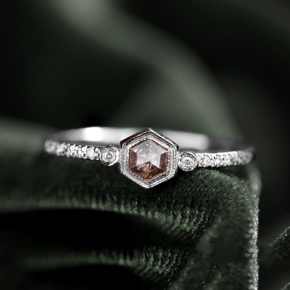 Kahverengi Pırlantalı Tektaş Vintage Yüzük