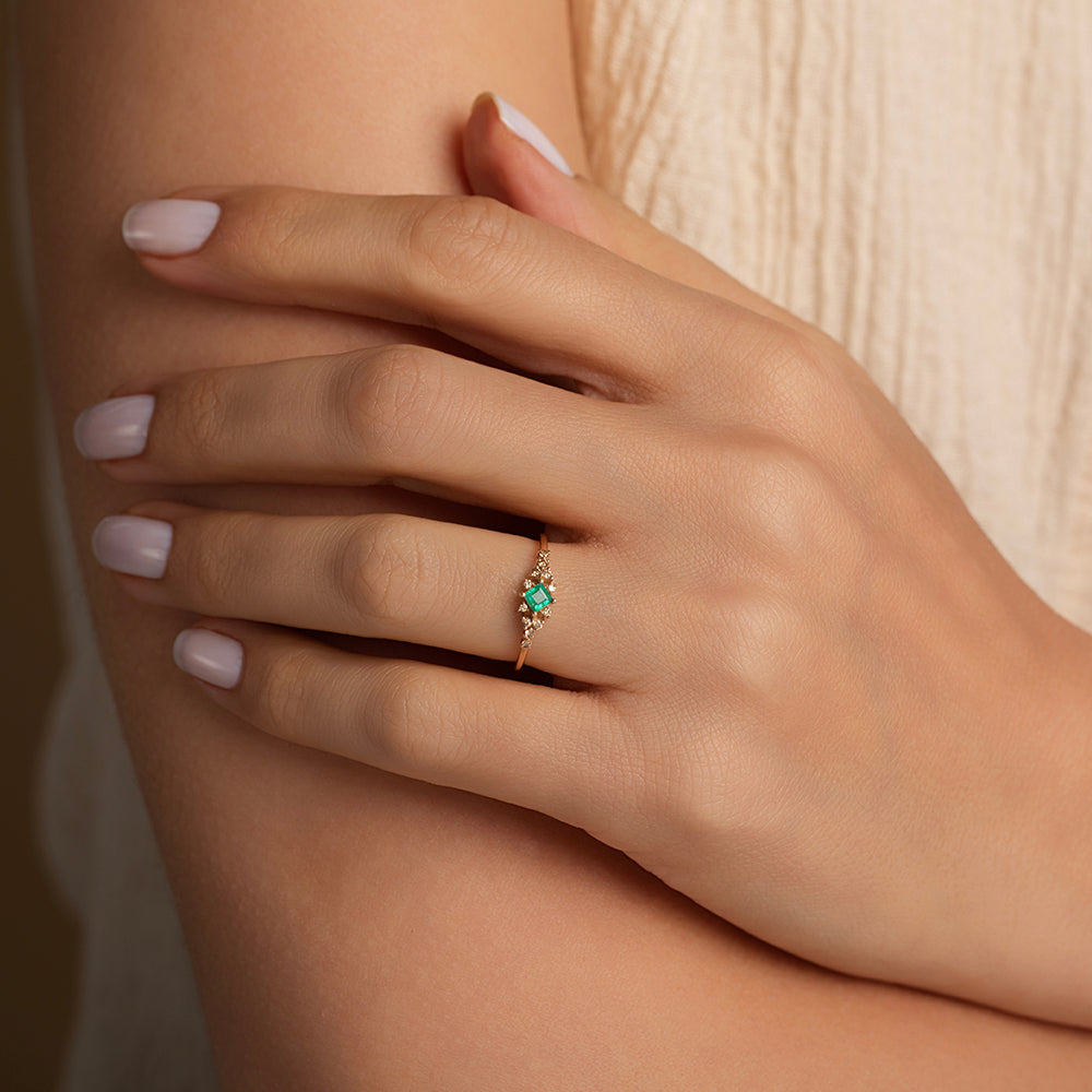 Lime Pırlanta Zümrüt Yüzük