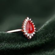 pırlantalı kırmızı opal vintage yüzük