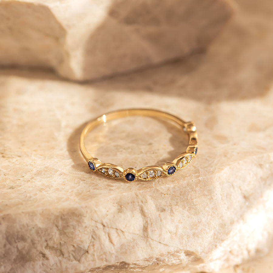 Pırlanta & Safir Vintage Yüzük - Lily