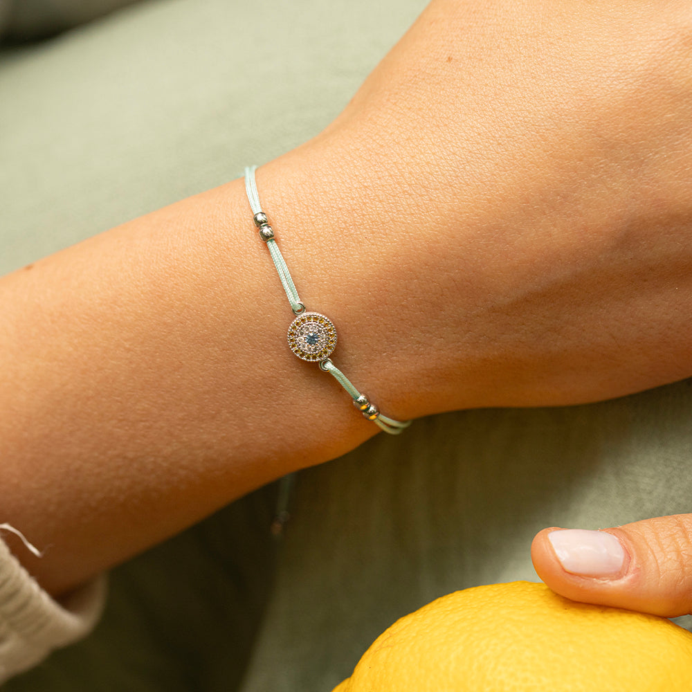 Soft Mint Altın İp Bileklik - Luna Eye