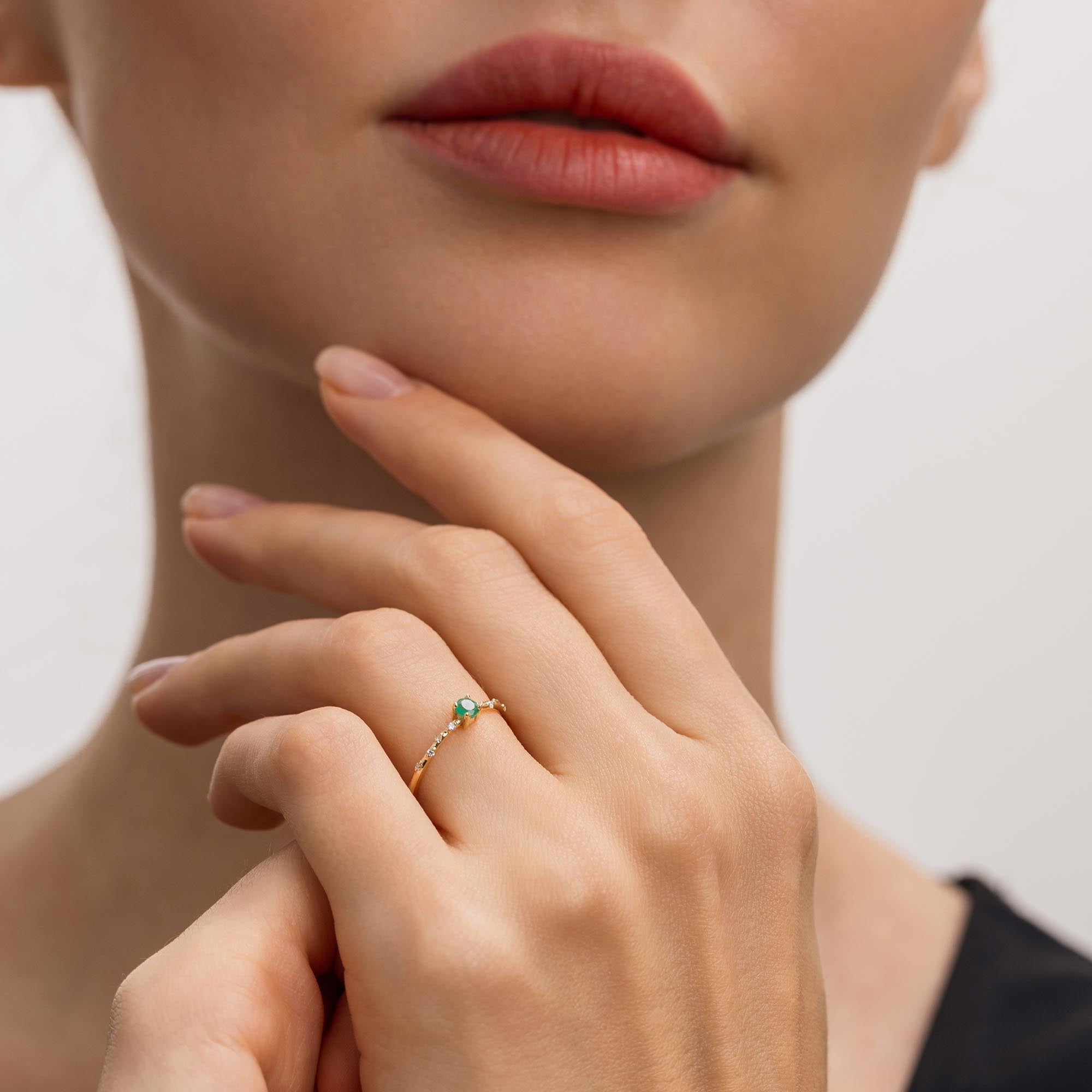 Nira Pırlanta Zümrüt Yüzük