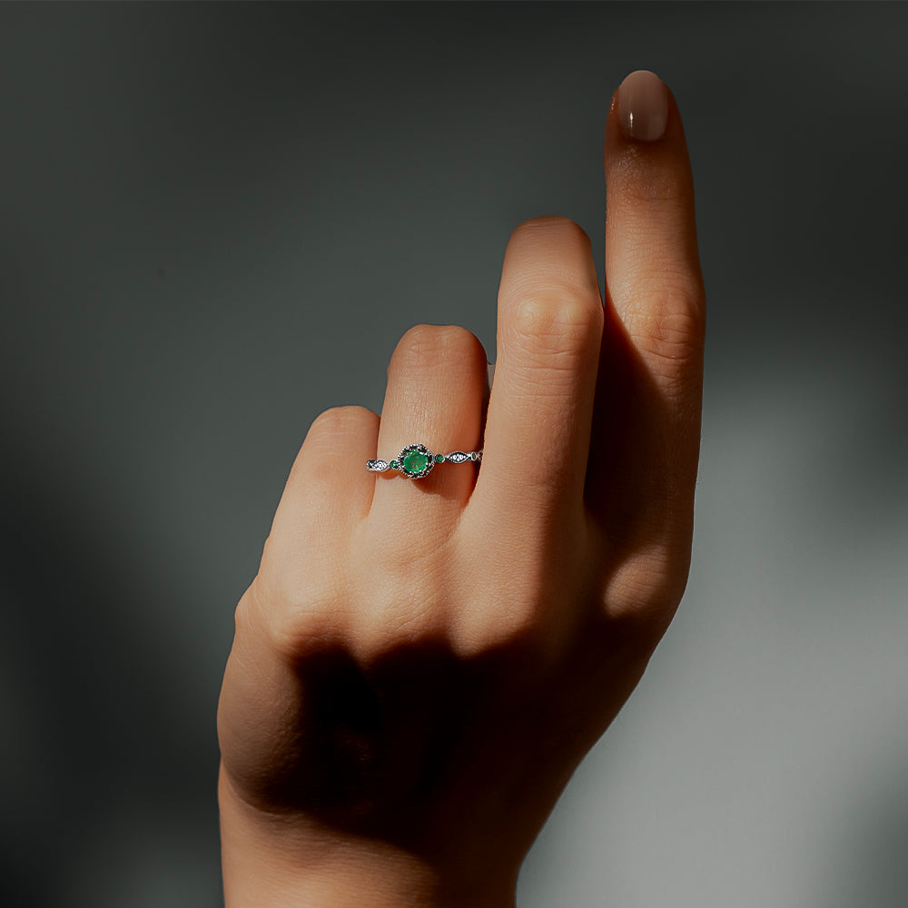 Pırlanta & Zümrüt Vintage Yüzük