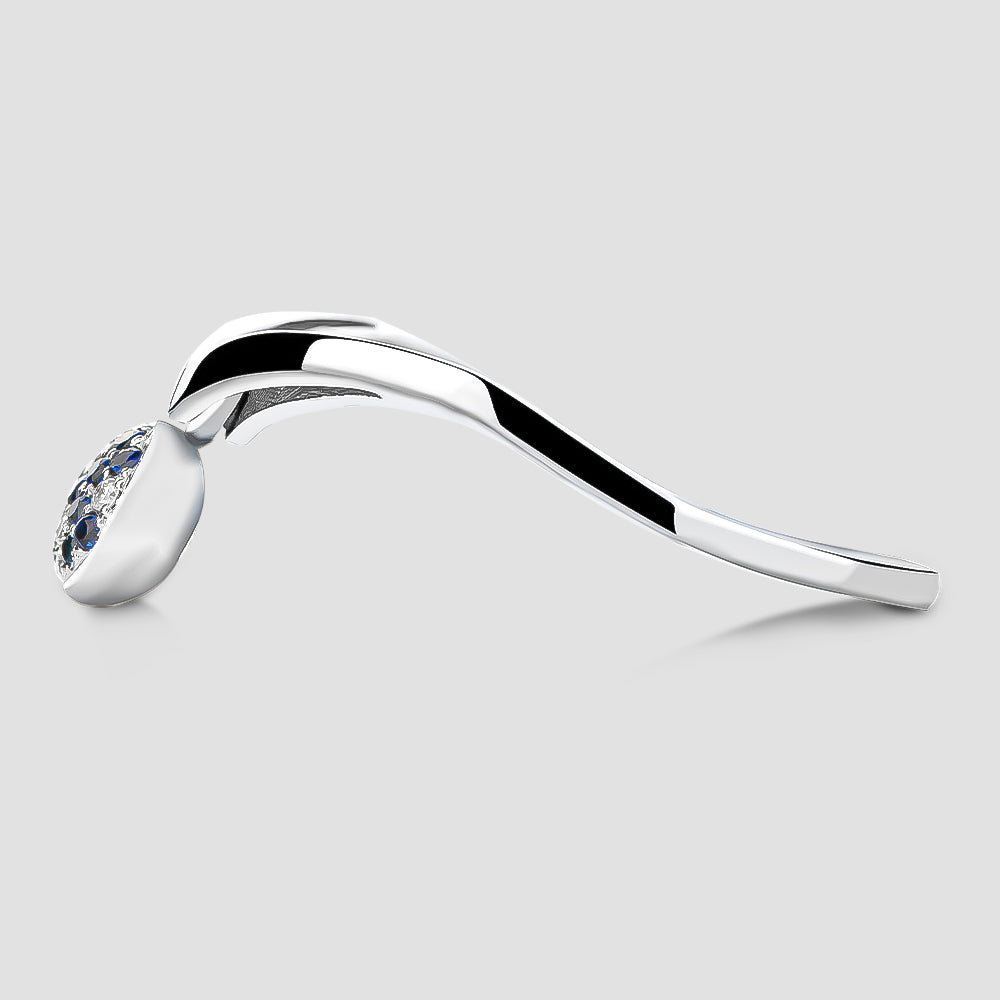 pırlanta ve safir taşlı sallantılı yüzük