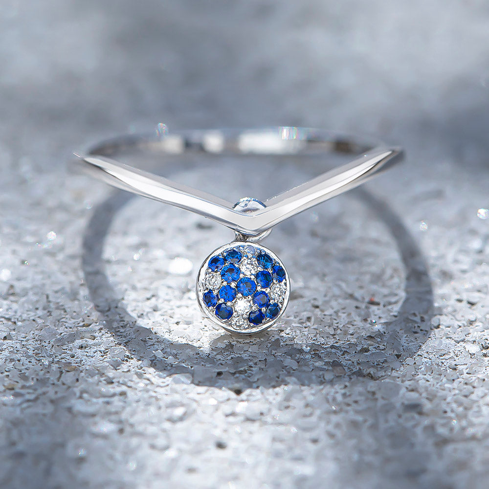 Pırlanta & Safir Sallantılı Yüzük