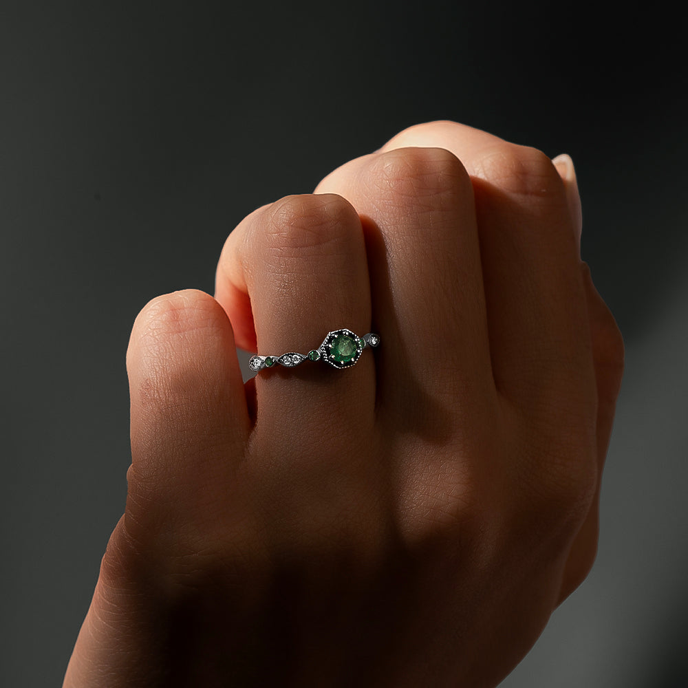 Pırlanta & Zümrüt Vintage Yüzük