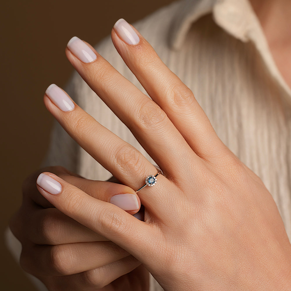 Pırlantalı Safir Yüzük