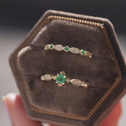 Pırlantalı Zümrüt Vintage Yüzük
