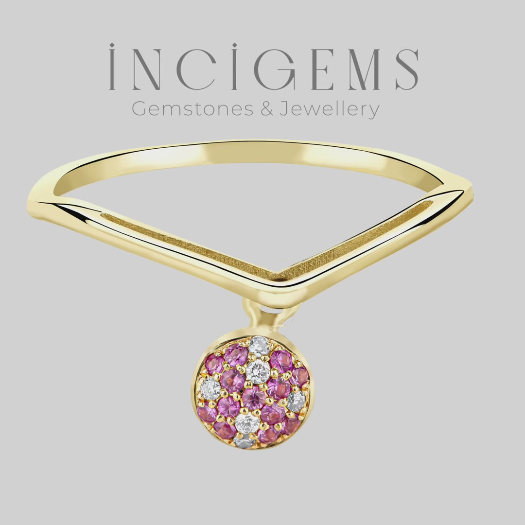 Pırlanta & Yakut Sallantılı Yüzük animasyon video - incigems