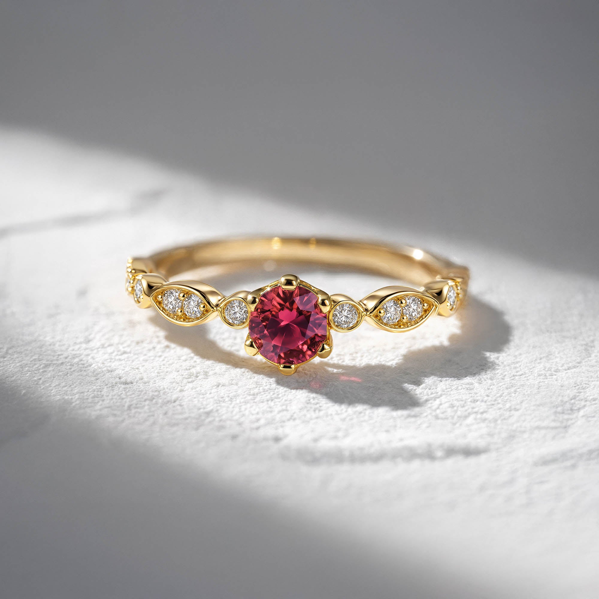 Rhodolite Art Deco Yüzük