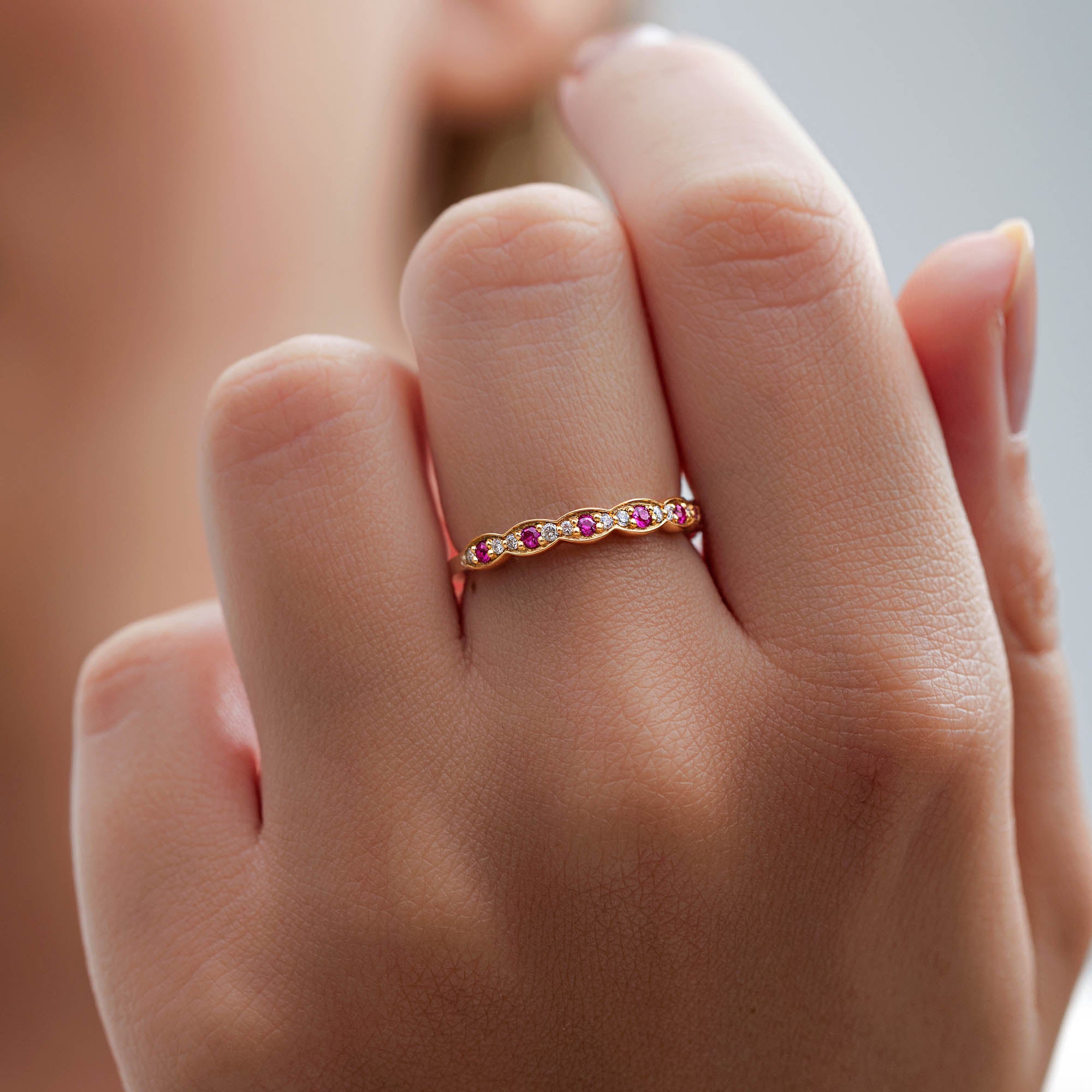 Fiora Pırlanta Yakut Vintage Yüzük