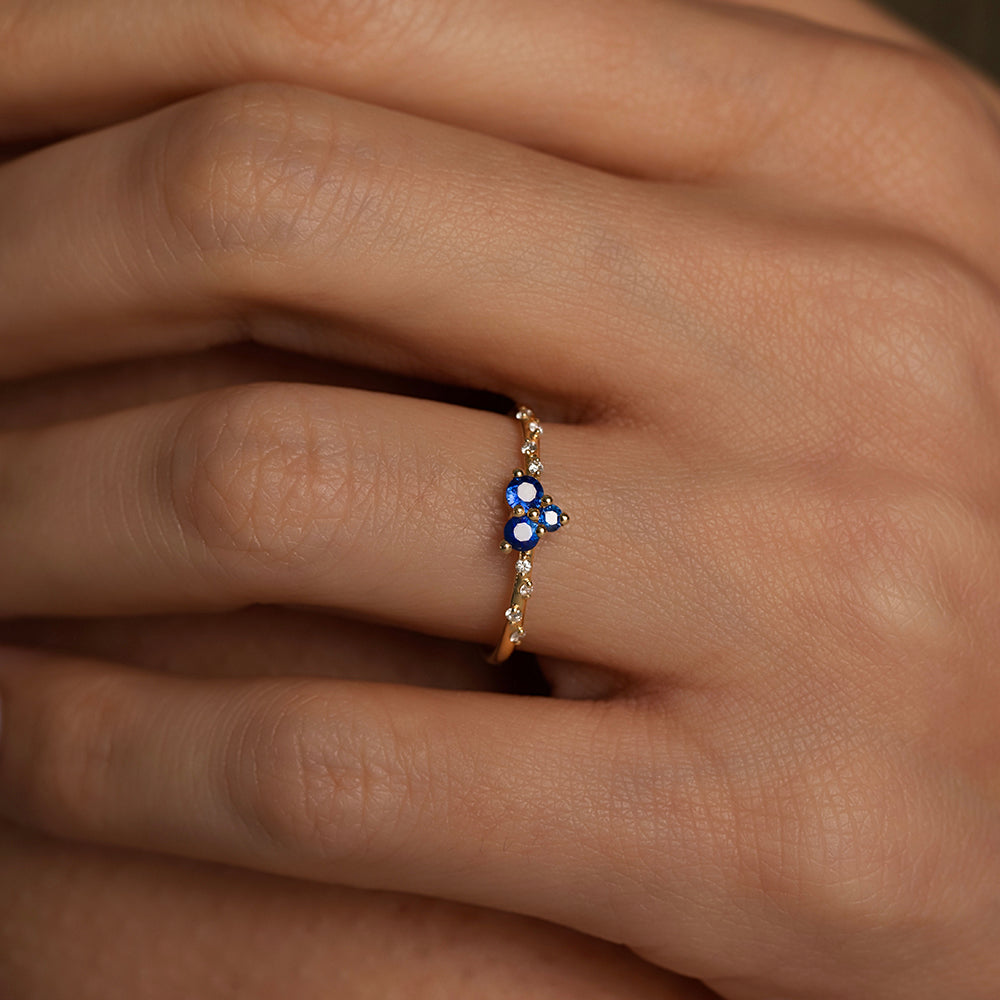 Pırlantalı Safir Yüzük