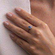 Pırlantalı Damla Safir Vintage Yüzük - Midnight