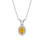 Sarı Safir Oval Tektaş Kolye