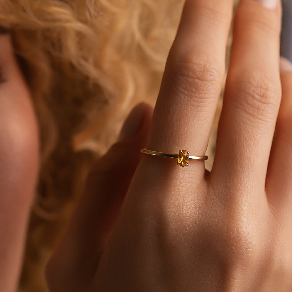 Sarı Safir Tektaş Yüzük