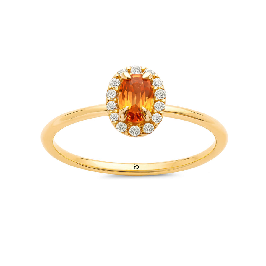 Pırlantalı Oval Sarı Safir Yüzük
