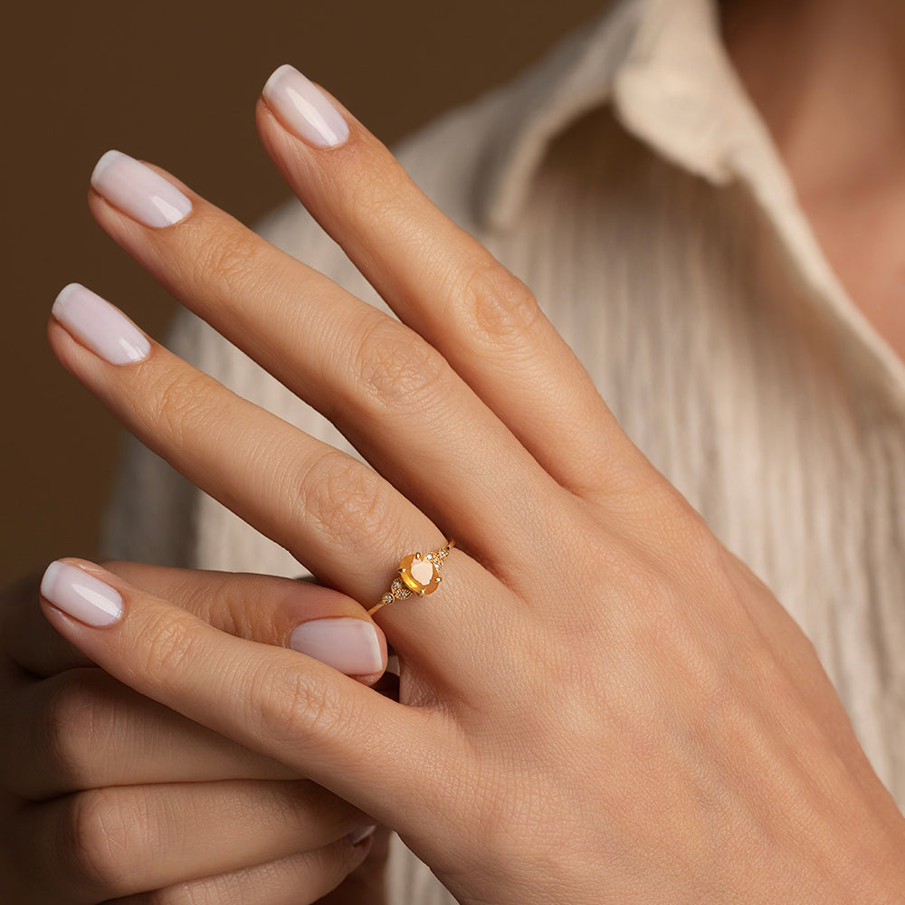 Pırlanta & Sarı Safir Tektaş Vintage Yüzük