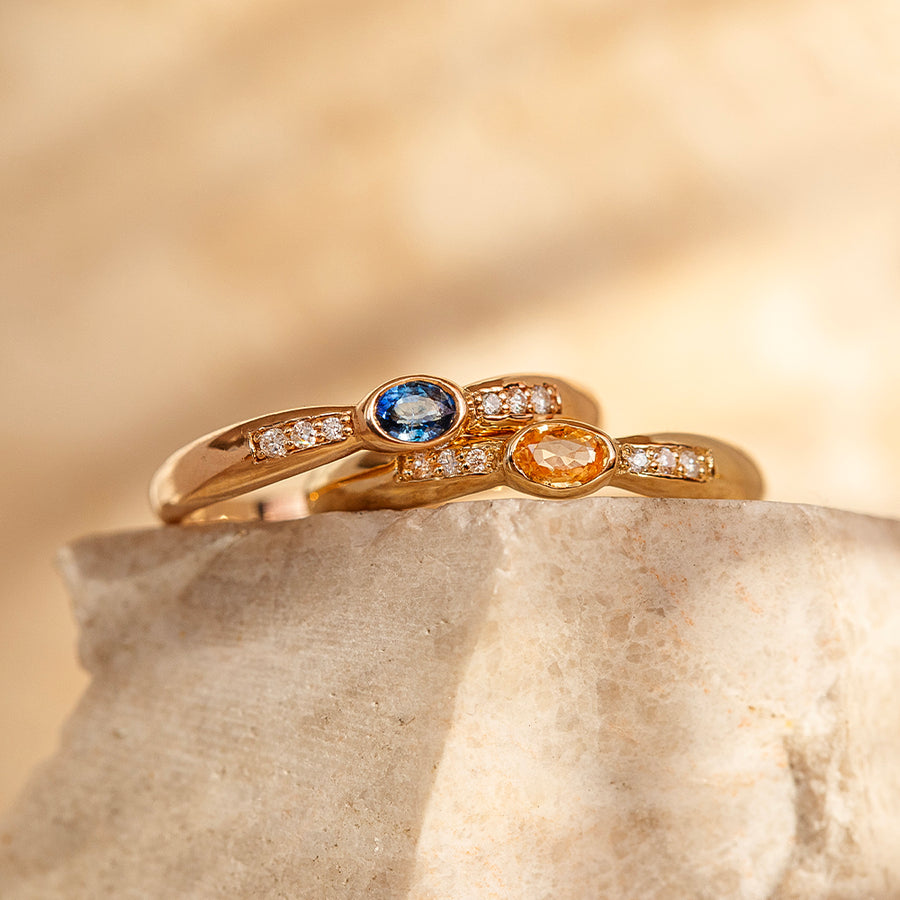Pırlantalı Oval Kesim Safir Yüzük - Blue Love