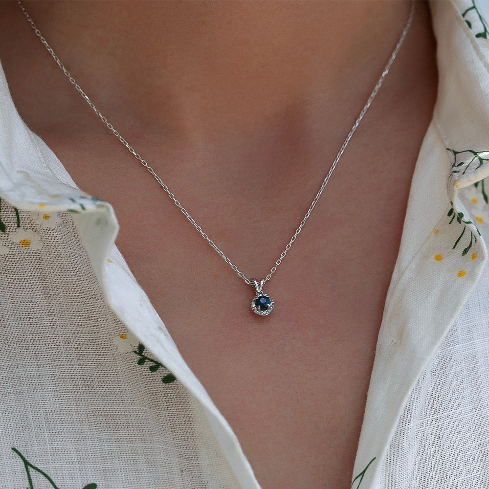 Sirius Pırlantalı Safir Kolye