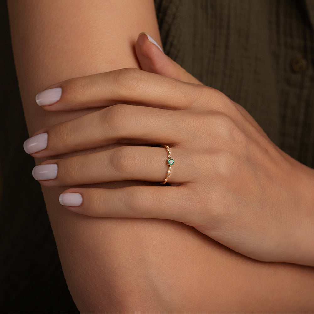 Nira Pırlanta Zümrüt Yüzük